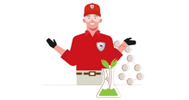 vector art of man protecting himself with a red shield from bugs in East Charlotte