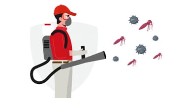 Vector art of man spraying bugs in Tampa Florida