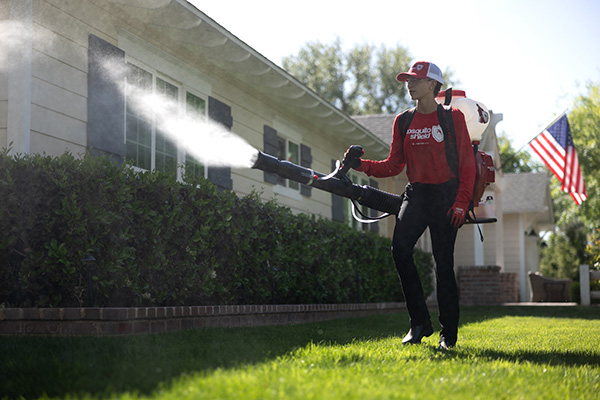 Women Tech Spraying Yard in north milwaukee