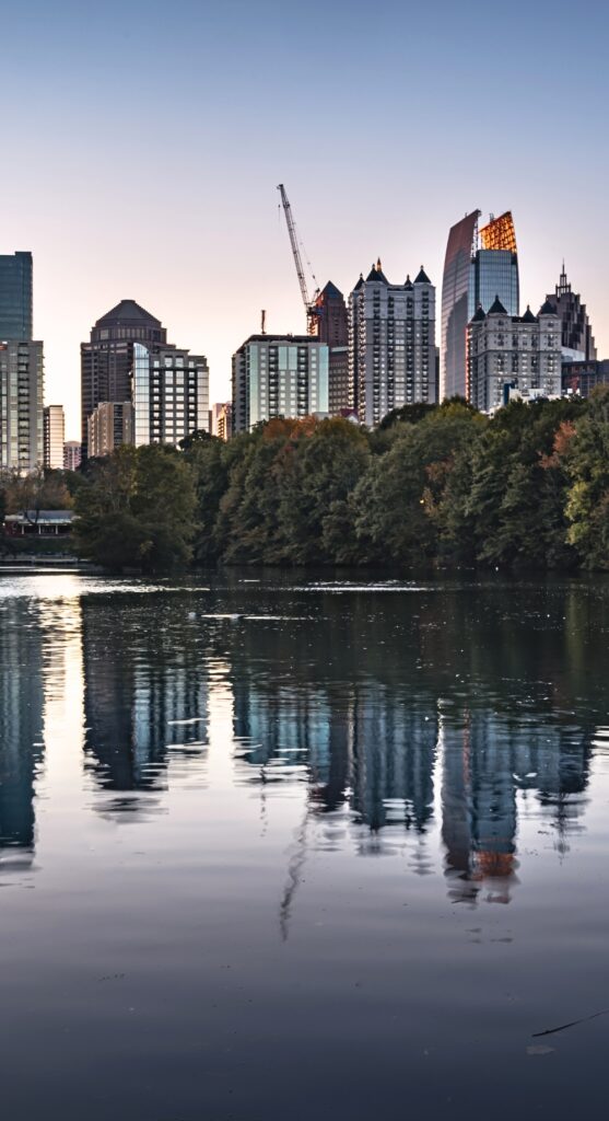 Atlanta Landmarks Image waterfront view of downtown