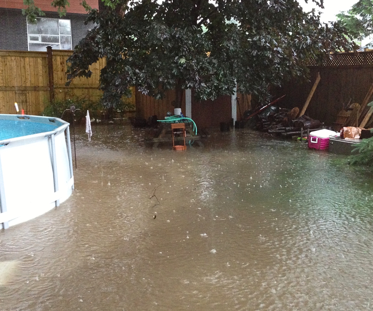 Flooded backyard