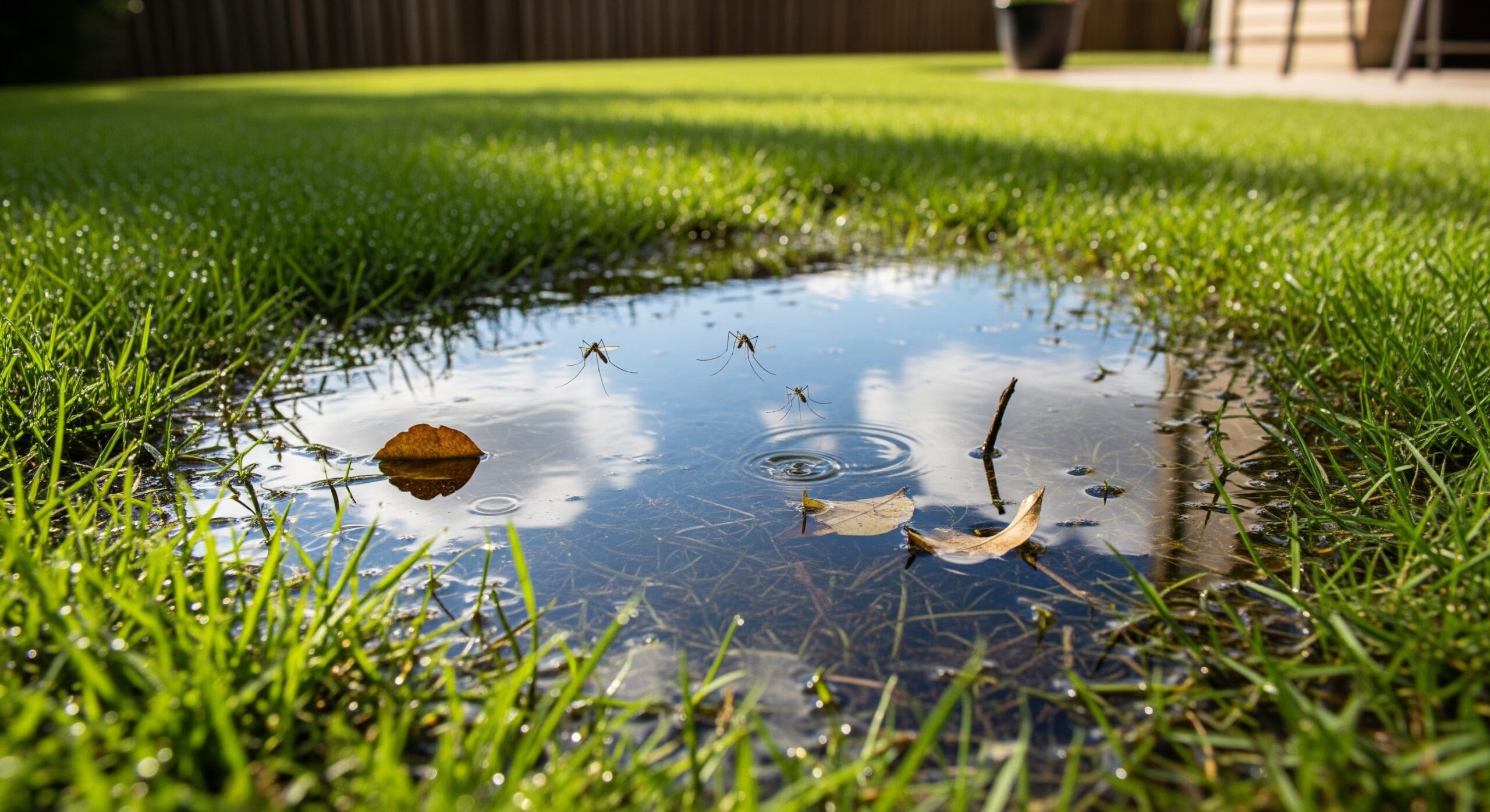 Standing water in backyard