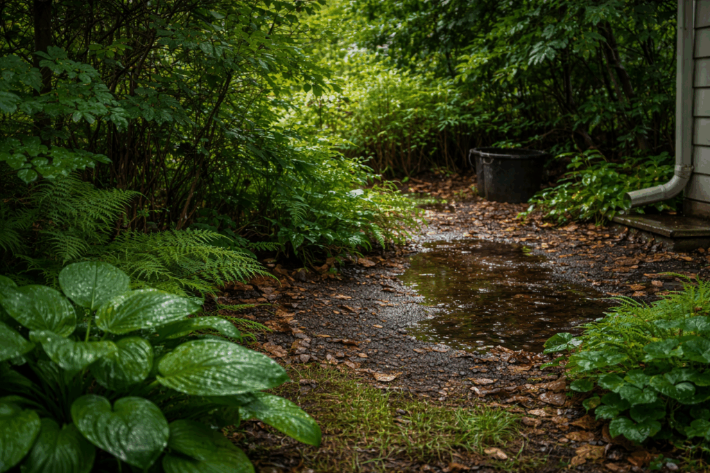 shaded backyard area where mosquitoes rest