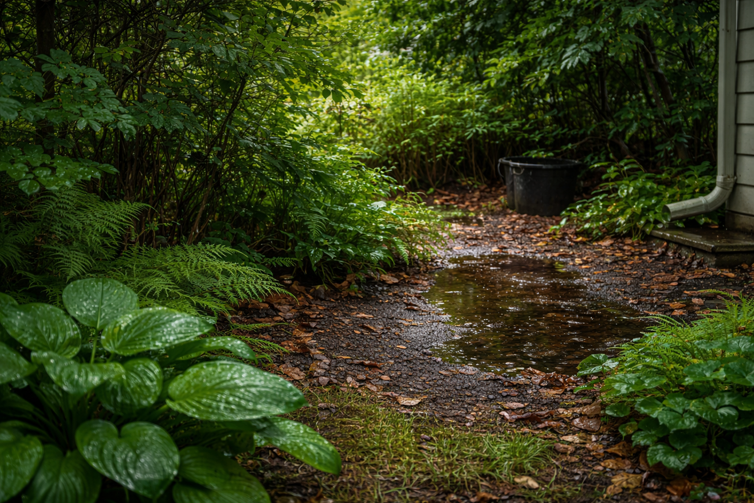 shaded backyard area where mosquitoes rest