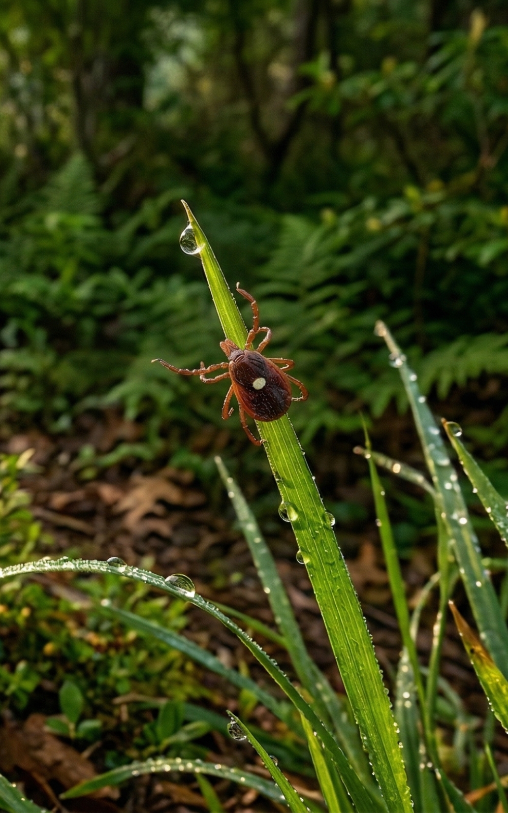 Lone Star tick in its ideal habitat mobile version