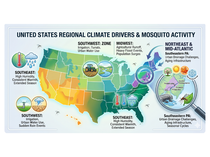 Mosquito National map with Southeastern PA focus