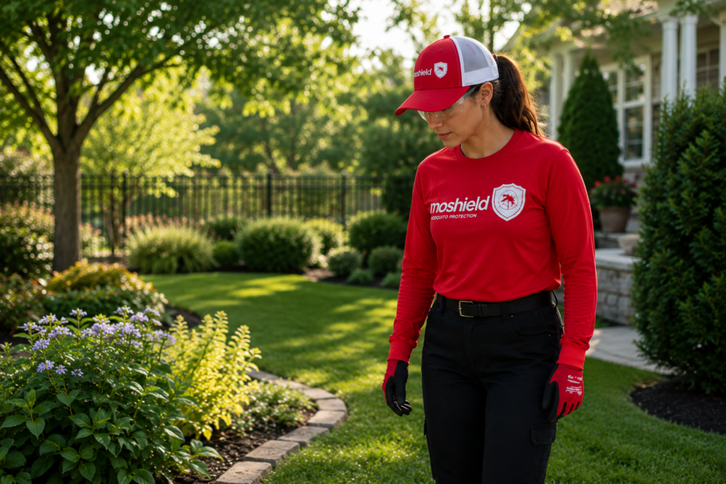 Garden inspection in protective gear