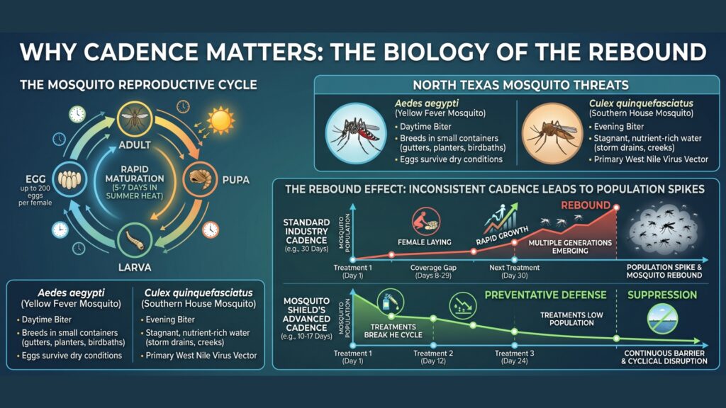 Spraying cadence for Northwest Dallase Mosquito Shield
