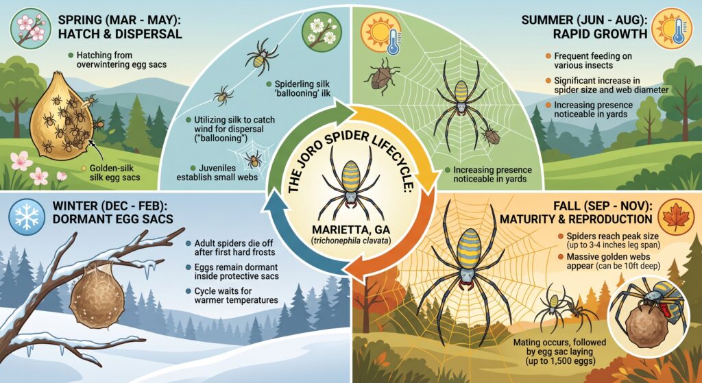 Joro Spider Seasons for Marietta GA